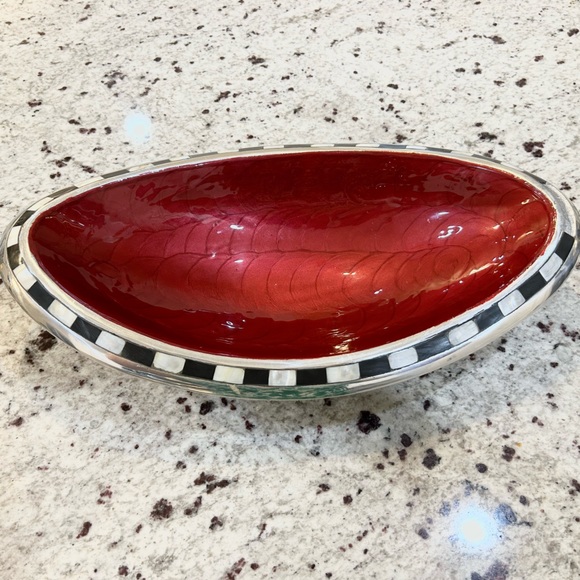 Julia Knight 16-inch red enamel Oval Bowl - Picture 2 of 13